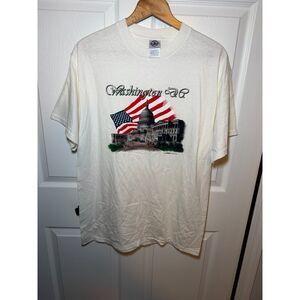 Washington DC Capitol Graphic Souvenir T-Shirt White Adult Large USA Made